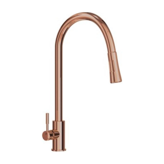 Artize Table Mounted Pull-Down Kitchen Sink Mixer FLO2 AKF-77155B with Extractable Hand Shower Spout in Blush Gold PVD Finish
