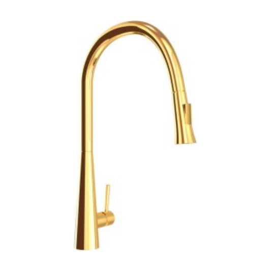 Artize Table Mounted Pull-Down Kitchen Sink Mixer FLO2 AKF-77155B with Extractable Hand Shower Spout in Gold Bright PVD Finish