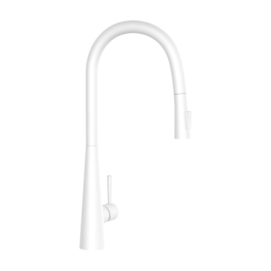 Artize Table Mounted Pull-Down Kitchen Sink Mixer FLO2 AKF-77155B with Extractable Hand Shower Spout in White Matt Finish